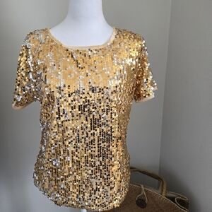 Anna-kaci California Medium Gold Sequin Women's Top